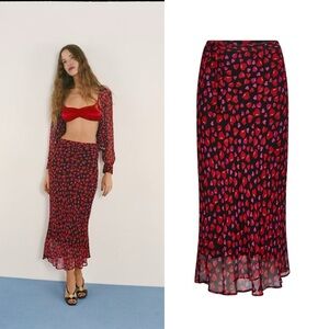 Rouje heart print Carina midi skirt